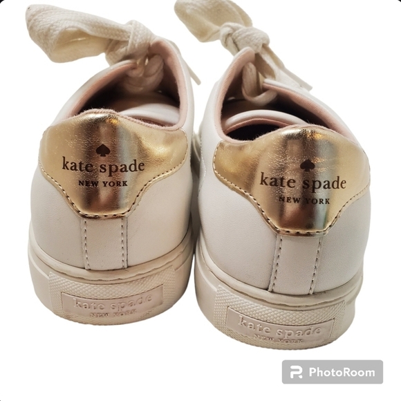 Kate Spade White and Gold Women's Sneakers Size 8B - Picture 3 of 6